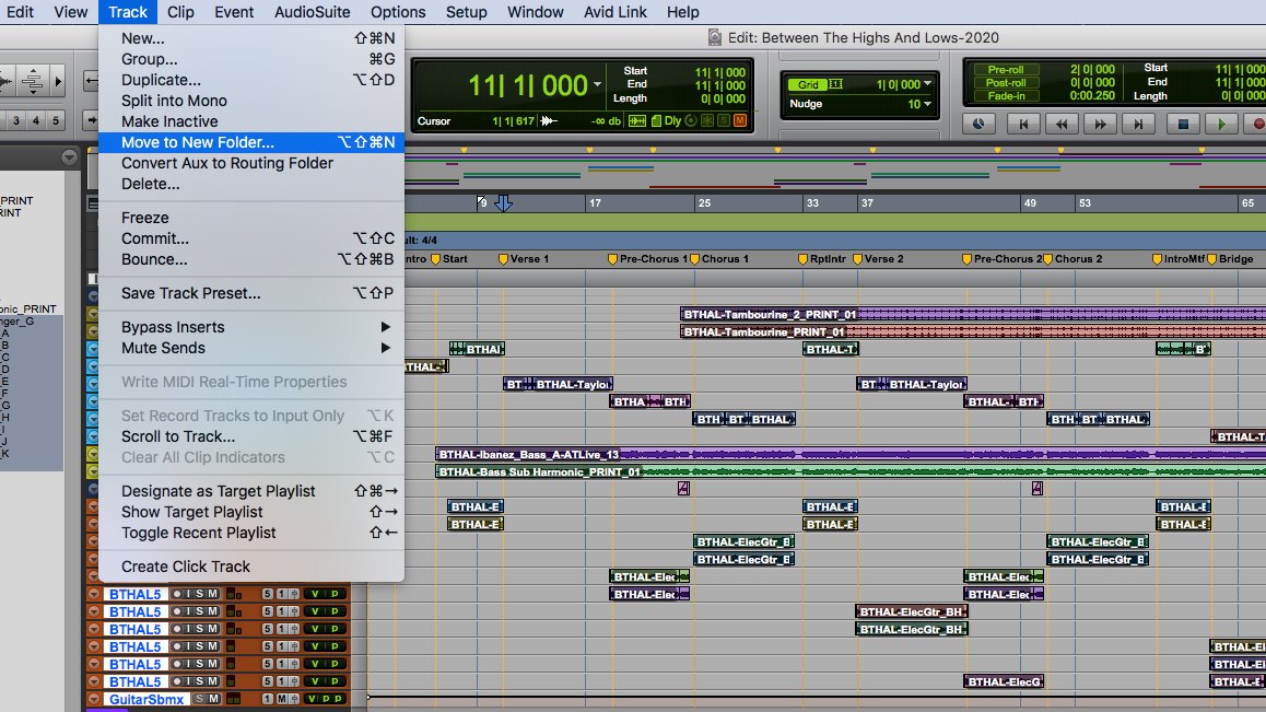 JasonAtkinsonLA's tweet image. I’ve been working with the new #track #folders in Pro Tools v2020.3. It’s about time! Lol. Nice to finally have that feature!! @AvidProTools @Avid #DAW #audio #recording #production #song #songwriting #composing #protools