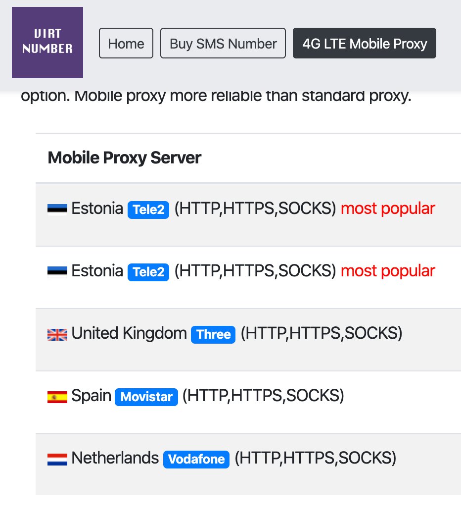virtnumber's tweet image. virtnumber.com/mobile-proxy-4…
4G / LTE Mobile proxies for Instagram, Facebook, Google, Telegram, WhatsApp, etc. Virtnumber Anonymous, unique and clear mobile proxy. New IP every 2 minutes. #4gproxy #mobileproxy #proxy