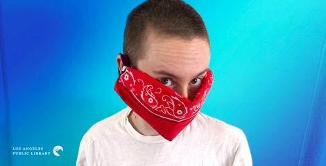 person wearing a cloth face covering