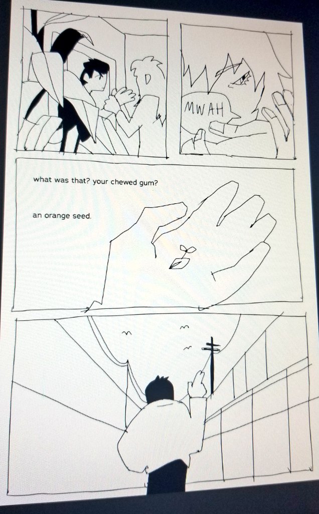 I accidentally deleted the file with this "kurama spitting a seed into yusukes hand" comic.... oops lol 