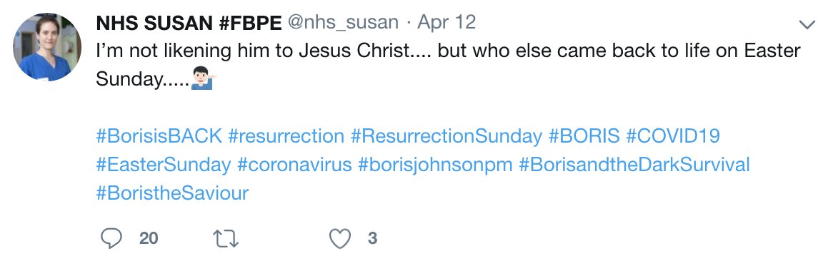 And let's have a look at some of the tweets from the account in question. It's pretty obviously an incredibly unfunny right-wing troll + in my opinion that's all it is. If you wanted to impersonate an NHS worker and be taken seriously you wouldn't be posting stuff like this