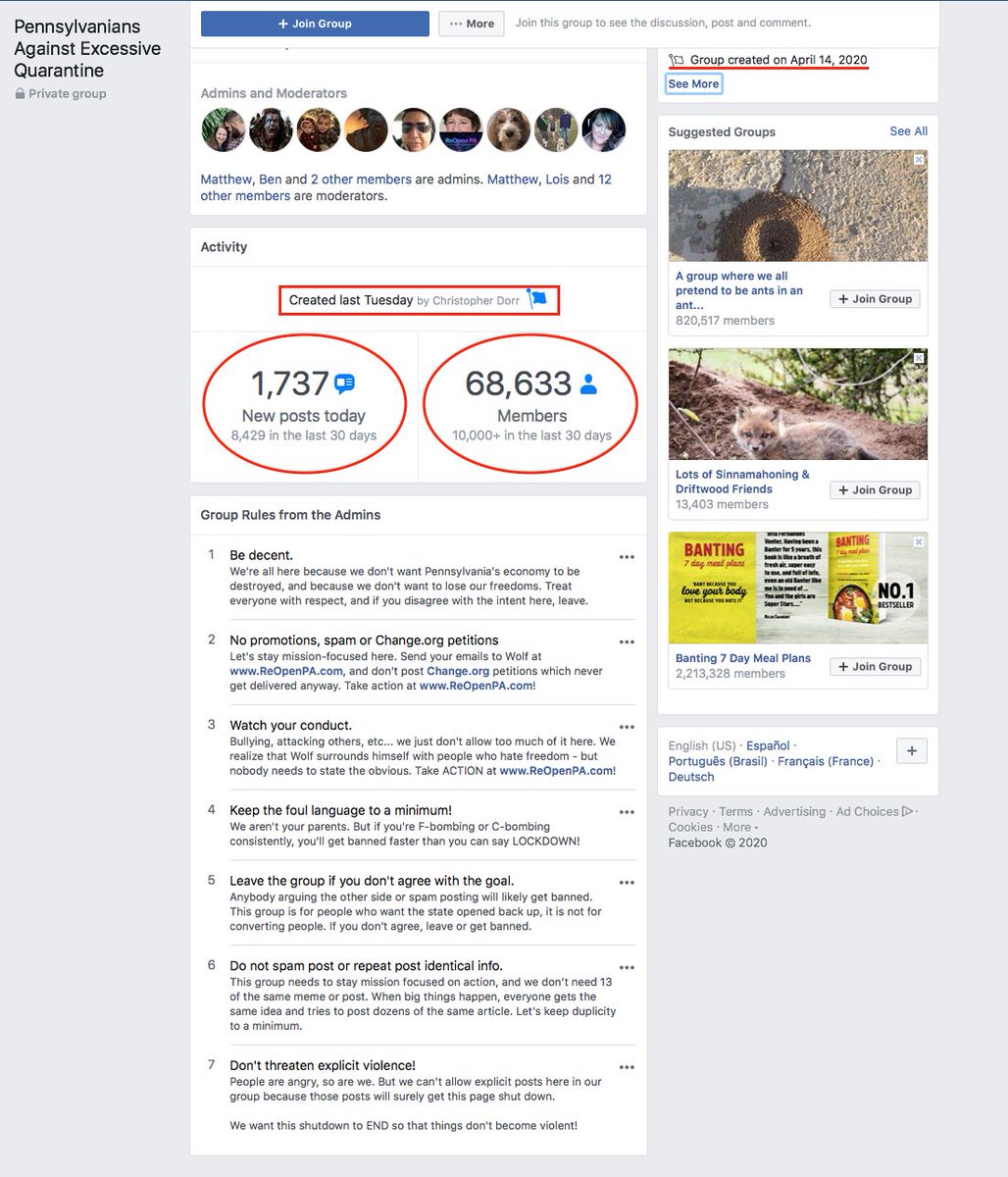 'Pennsylvanian Against Excessive Quarantine' Facebook Group created by Christopher Dorr, April 14, 2020 Redirect from www[.]REOpen[.]PA[.]com to Dorr Brothers 'Pennsylvania Firearms Association' https://action[.]pennsylvaniafirearmsassociation[.]org/action/end-wolfs-shutdown/