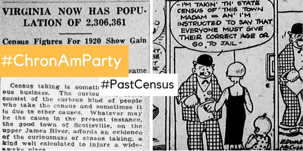 LibraryofVA's tweet photo. April 1, 2020 was #NationalCensusDay! Have you been #Counted? To see how the #Census was covered in America’s historic newspapers, join us for today’s #ChronAmParty, #PastCensus. #CountingUp #VaChron https://t.co/GAQFPZubAE