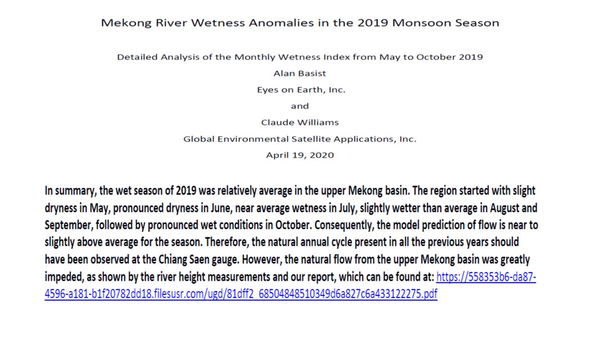 EyesOnEarth2's tweet photo. Our team @eyesonearth2 just released this supplemental report on #water in the upper #Mekong and natural flow in 2019" wet season,  available at https://t.co/jD64FskEle https://t.co/6HLKsoMv0U
