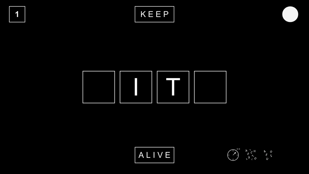 incisrdrew's tweet photo. 2nd #gamejam #ludumdare46 complete! A minimalist word game on the theme of "Keep it alive" - https://t.co/eqbUvBjZSW https://t.co/dUcIeyEUlj