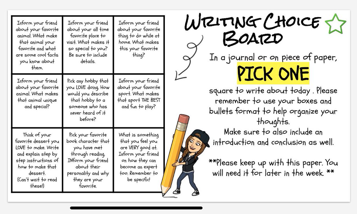 HillearyDrake's tweet photo. Letting students take ownership with writing choice boards. @Crestview2 #CISDRocks https://t.co/y5dOmrFaPX