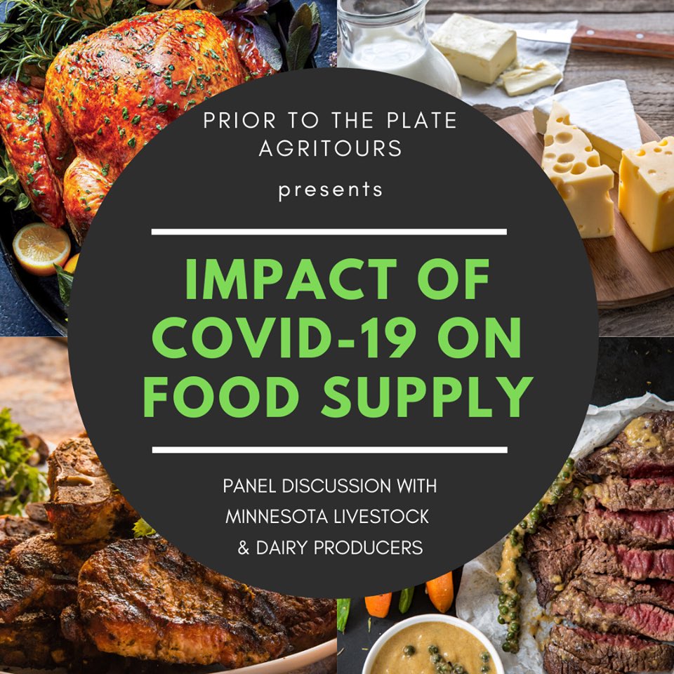 priortotheplate's tweet photo. Are you curious how Covid19 is affecting the food supply? I am hosting a panel with livestock &amp; dairy industry leaders on Wed. Please let me know if you have ?'s you would like answered.  Stay tuned for updates! #covid19 #foodsupply #farming #MNag https://t.co/4djCADrlDA