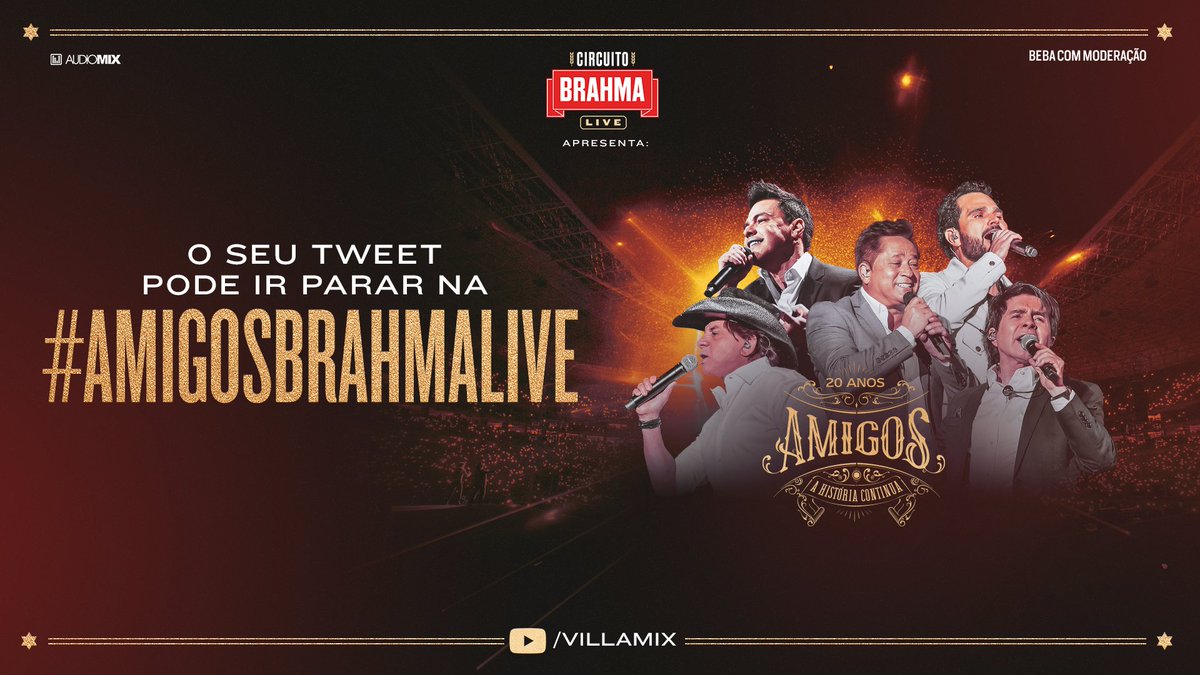 A #AmigosBrahmaLive tá aí e você pode aparecer na transmissão!
É só fazer um post com as hashtags #AmigosBrahmaLive e #VillaMixEmCasa que o seu tweet pode aparecer durante a Live!! E aí, bora nessa?

#AprecieComModeração