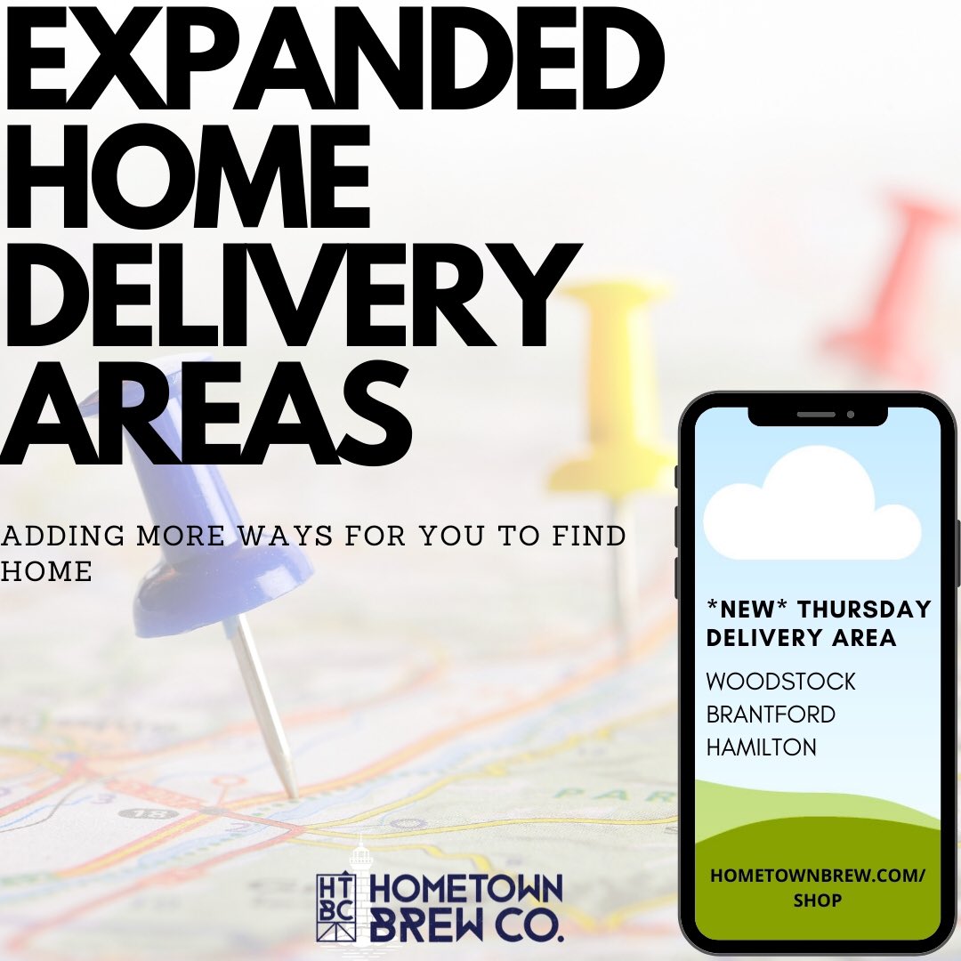 HTBCbeer's tweet photo. We are excited to now begin offering weekly delivery to the great people of WOODSTOCK, BRANTFORD &amp; HAMILTON! Please place your orders by Thursday 9am on https://t.co/bFUxg7wQZl for your Thurs home delivery. We want to thank you all for your support Stay safe #welcomehome https://t.co/cJ2P9Q9p06