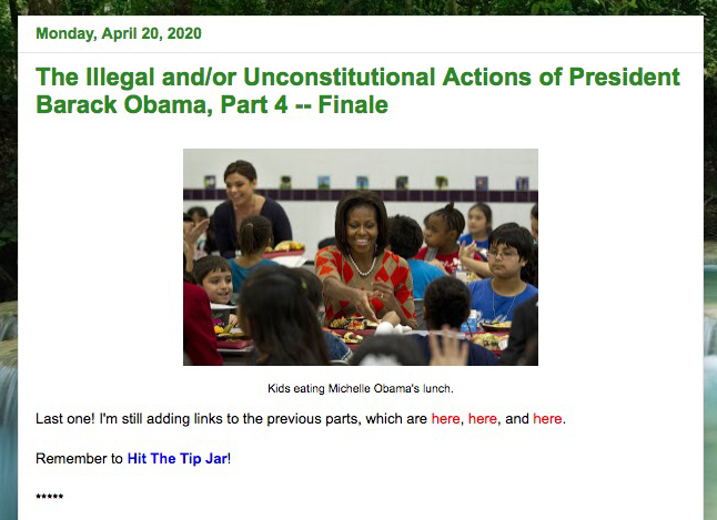 ThreadThe fourth and final installment of the Illegal and/or Unconstitutional Actions of President Barack Obama. https://baldilocks-talking.blogspot.com/2020/04/t...