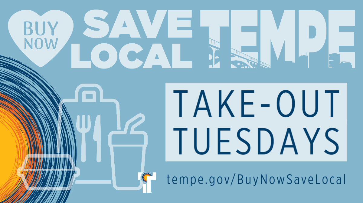 tempechamber's tweet photo. Tomorrow is the first Take Out Tuesday, a special part of the new Buy Now. Save Local. promotion! https://t.co/ZYxtFNXibD #BuyNowSaveLocal #TempeTakeOutTuesday https://t.co/7l4rHF9Qrx
