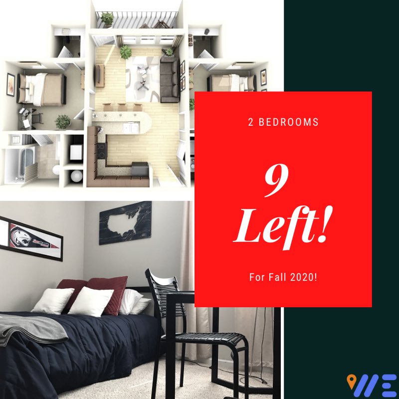Just in: Campus Quarters is down to our last 9 2 bedrooms for Fall 2020! 🚨 If you still need to secure your spot hit the link in our bio and hit the apply button. ✅ #Fall2020 #StudentHousing #CampusQuarters #CQPerks #Luxury #RoommateMatching #wearesouth #southalabamajaguars
