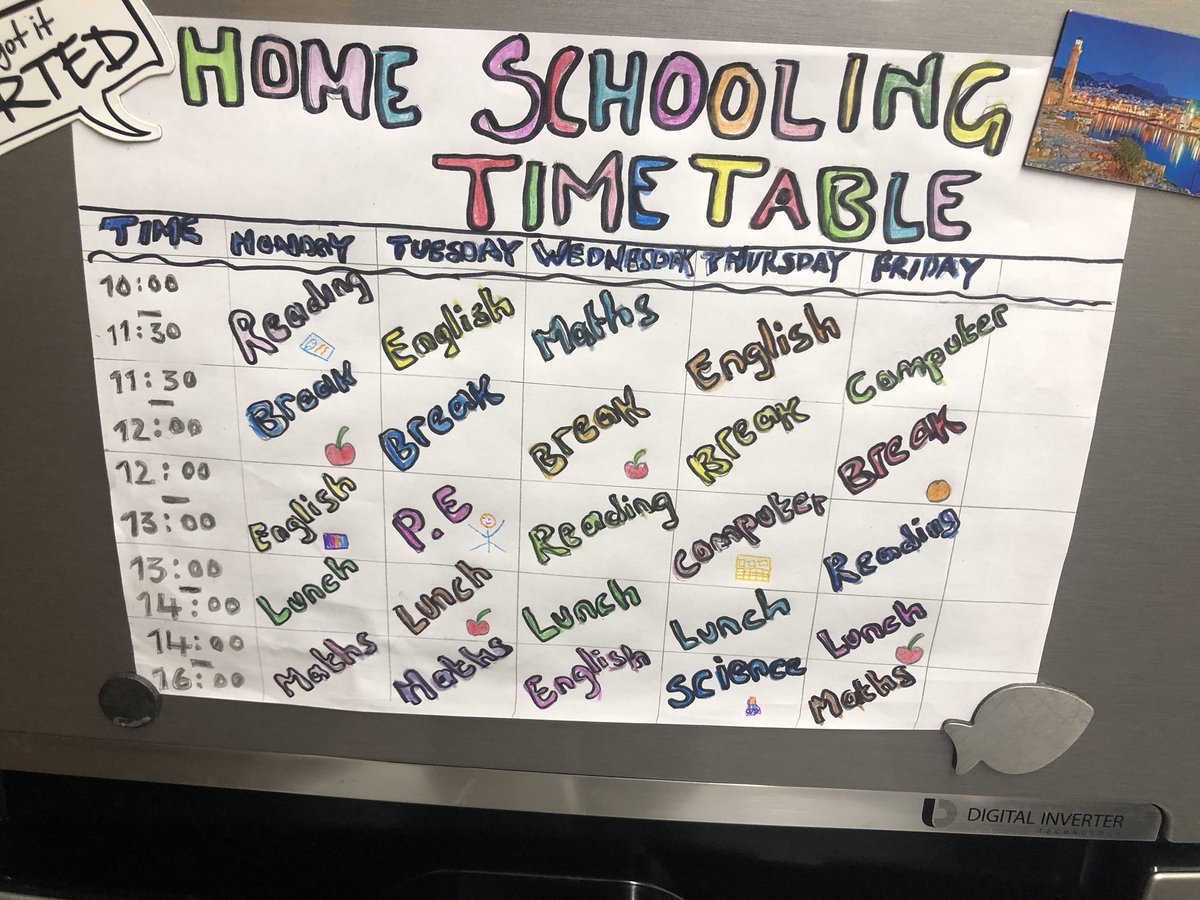 Frenie07911557's tweet photo. @WoolmoreTweets Aleeahβs Home schooling Time table ...
Although sheβs missing school a lot we trying our best at home π https://t.co/2C6Tvhgva4