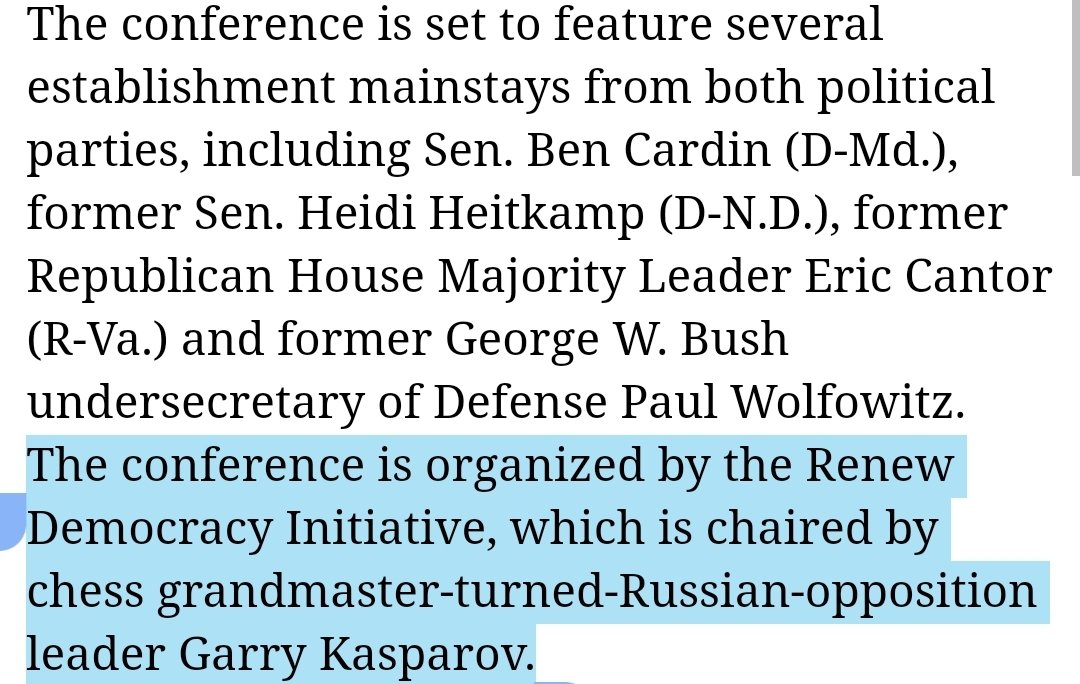 24/ Kasparov's organization, the Renew Democracy Initiative, scheduled Chris Steele's first appearance post-Dossier, that he ended up pulling out of. This Steele connection makes him another candidate for the Primary Sub-source (PSS).  https://www.politico.com/story/2019/03/04/trump-russia-dossier-christopher-steele-1202141