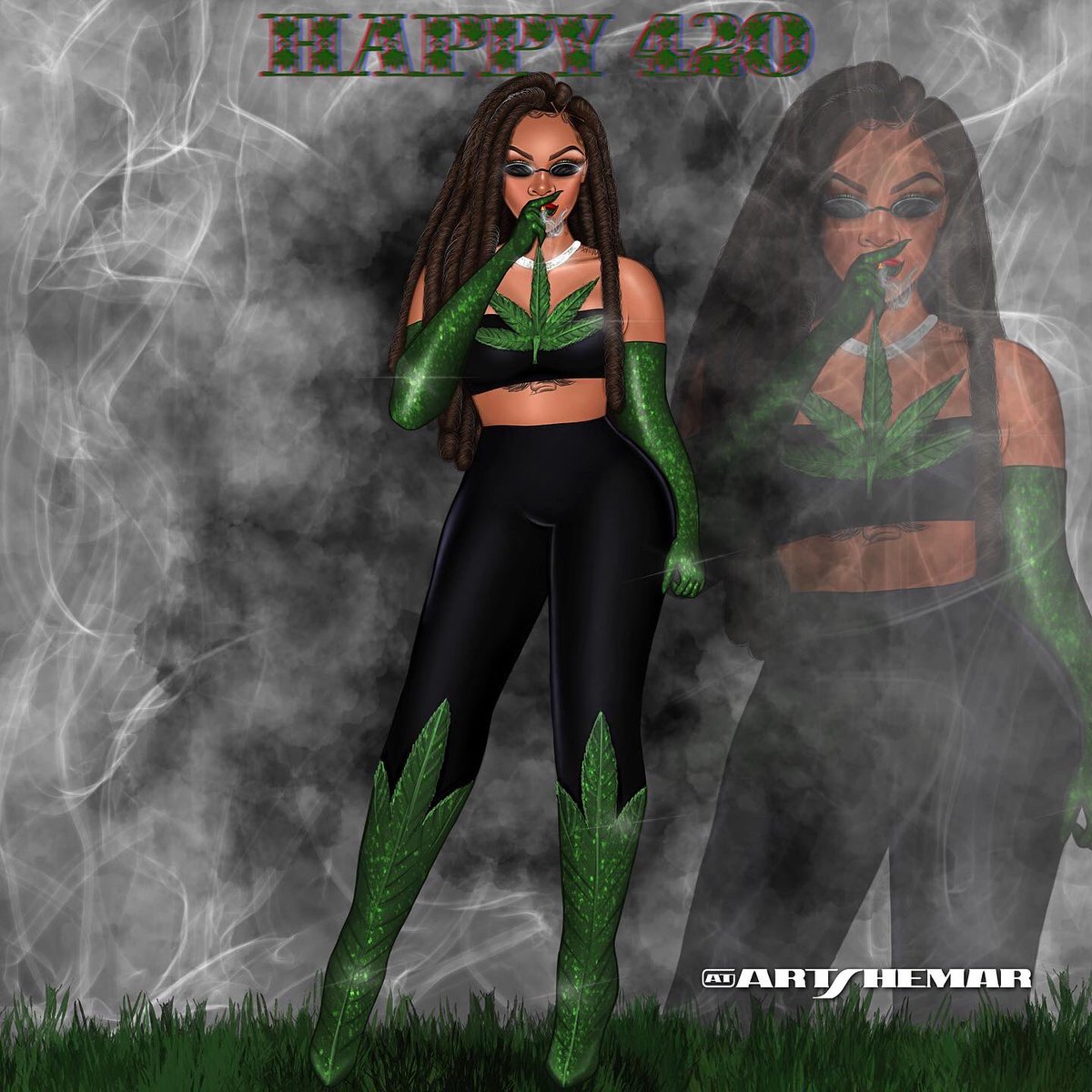 Shetar Happy 420💚💨! Had to draw @rihanna smoking🔥. I hope you all like it ...