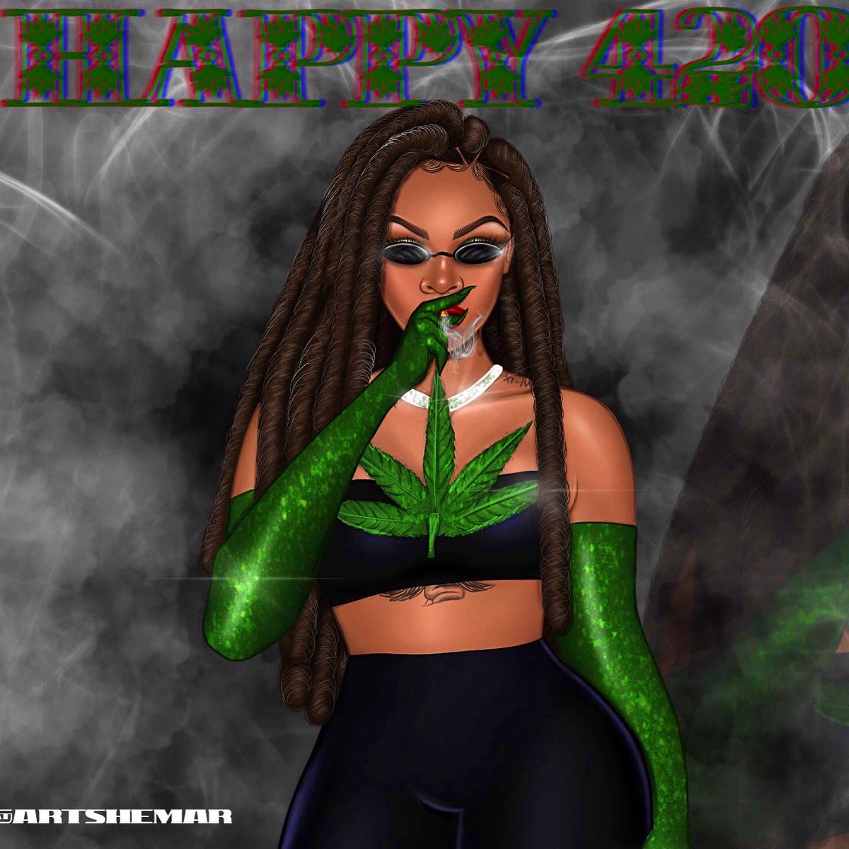 Shetar Happy 420💚💨! Had to draw @rihanna smoking🔥. I hope you all like it ...