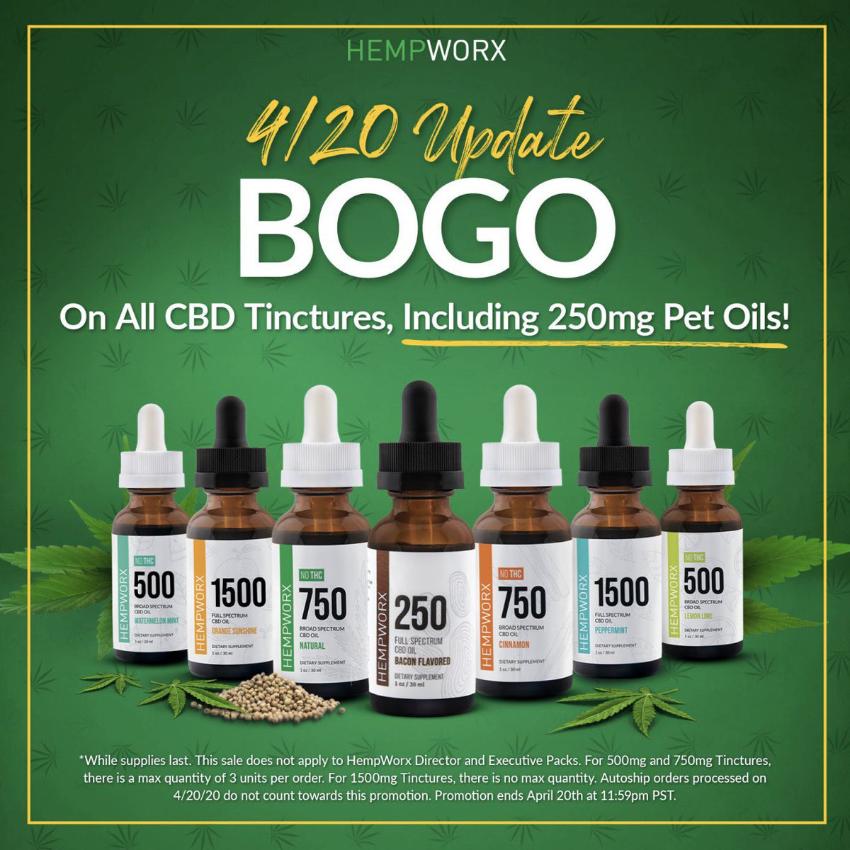 JudyMarca's tweet photo. Buy one get one free!! What? Up to 3 free today only! Happy 420 https://t.co/gW9F0c3dNY 🌿 #bogocbd #bestcbd #putestcbd #cannabis #CannabisDay #hempoilcbd #cbd4pets https://t.co/Kpvmx9xCzn