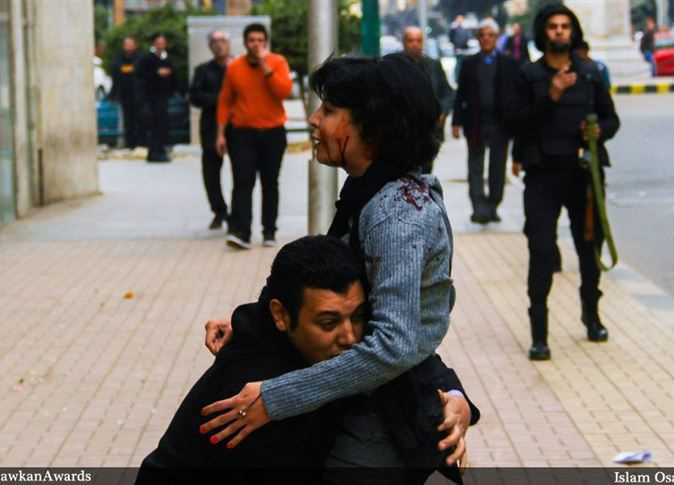 Shaymaa El sabagh, mother of two. On January 2015 she bought a bouquet of flowers and went to pay homage to the martyrs of revolution. She got shot by police and her husband had to pick her helpless body