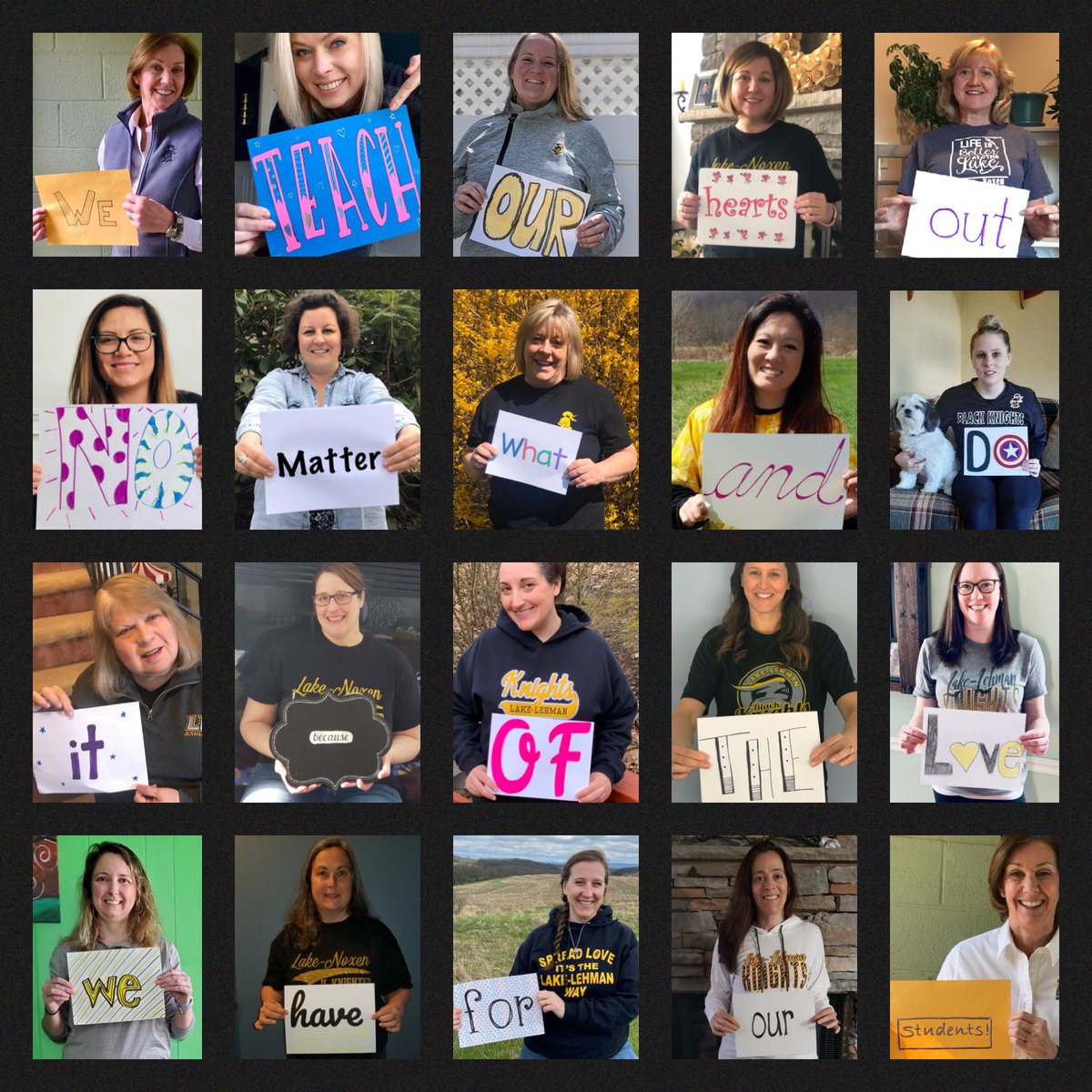 Kindercarrie's tweet photo. We teach our hearts out no matter what and do it because of the love we have for our students!
❤️, 
Your Lake-Noxen Family  #Knight_Vision3 https://t.co/Z2HVbS0VMg
