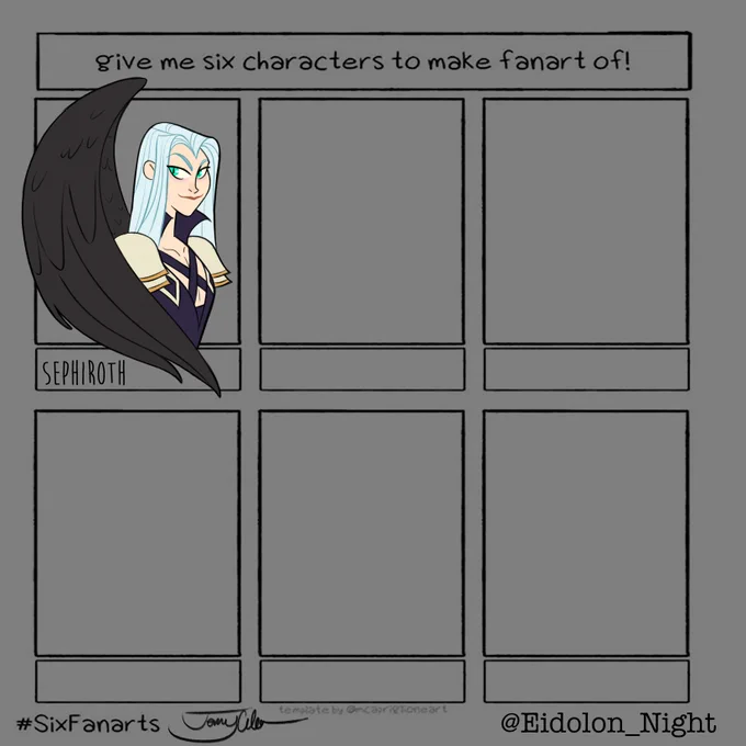 I like the idea of posting one drawing a day so here we goooo! Day one of #SixFanarts is Sephiroth! This one winged mamas boy. 