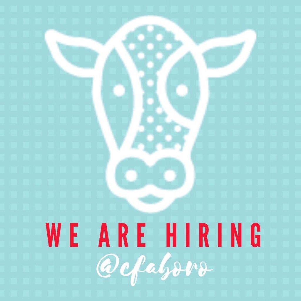 CFAStatesboro's tweet photo. JOIN OUR HERD! We are hiring at Chick-fil-A Statesboro! 🐮 We are looking for eager, motivated, hardworking and smiling team players! If this is you, apply by going to https://t.co/tTnlzPykTr! #cfaboro #wearehiring #joinourherd #joinourteam https://t.co/f7F4azER2M