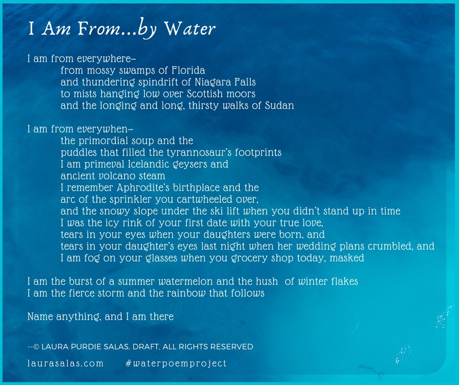 LauraPSalas's tweet photo. A poem I wrote recently for #waterpoemproject with @LauraShovan. Tx for suggesting I share it here tonight, @cvarsalona  #NYEDChat  #SharingPlanetBeauty https://t.co/hjLYSQAbqR
