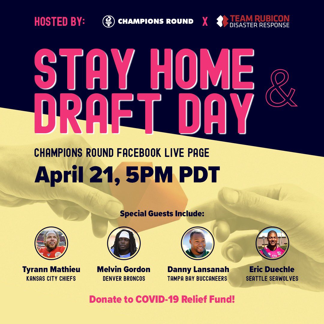 Mathieu_Era's tweet photo. I'll be drafting my NFL rookie dream team on @ChampionsRound. Download the app now and draft your team. Tune in live tomorrow at 8 PM EST to watch me draft on Champions Round's Facebook Live page, and donate to the @TeamRubicon Disaster Response. 🙏https://t.co/uG8ELAjeg5 https://t.co/MEfYrpW6HB