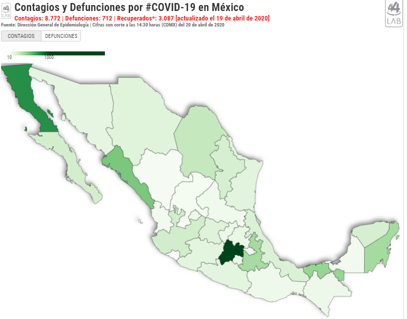 CANAL44TV's tweet photo. Contagios y Defunciones por #COVID-19 en México #44LAB https://t.co/iN3pH9tc3a https://t.co/GDnBcH90fx