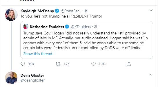 The alleged president's press secretary scolded a reporter for a factually accurate tweet because the reporter didn't say "President" before Trump.First, the press isn't required to drizzle adoration and respect on our President--to the contrary, we want them to be critical. 1/x