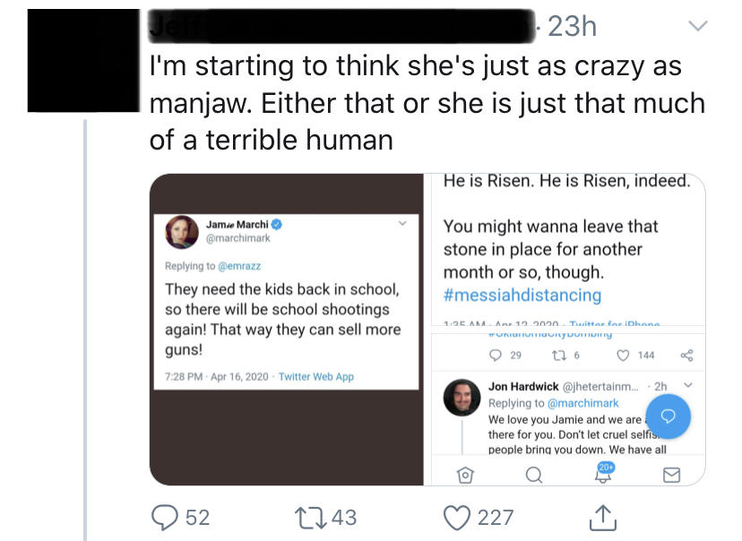 So a new offensive has been launched against  @marchimark and  @funimation due to a tweet she posted a few days ago. People are angered and offended because she was promoting school shootings to occur. (1/13)   #Funimation