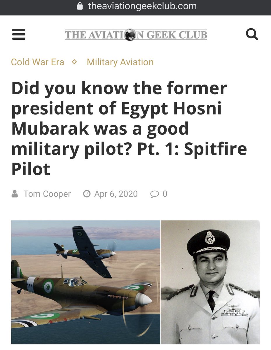 Willy_Egy's tweet photo. An article by one of the best writers in the aviation world,Tom Cooper, who is a military-aviation journalist &amp; historian about #Hosni #Mubarak "حسني مبارك" 
The #Egyptian Airforce Commander 🇪🇬
There r 2 parts,waiting for the 3rd part.
Article p1 link:
https://t.co/xZQ5CuTpru
1/2 https://t.co/11eKfTjTqE