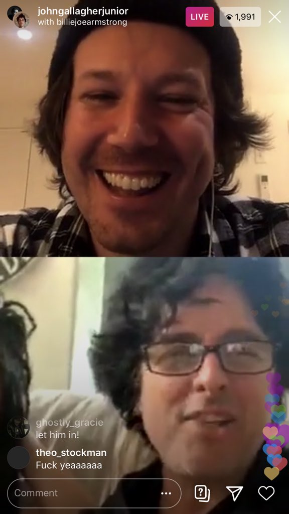 GreenDay_PH's tweet photo. 📣 Happening now: @billiejoe is LIVE with @JohnGallagherJr on instagram! https://t.co/XWPpOC83uP