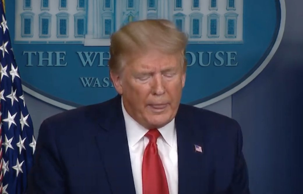 1/ THREAD: Trump, when asked if his political rallies in February and March put people at risk for  #Coronavirus, "Well, I don't know, I don't know 'bout rallies. I really don't know about rallies. I know one thing, I haven't left the White House in months."  #BodyLanguageExpert