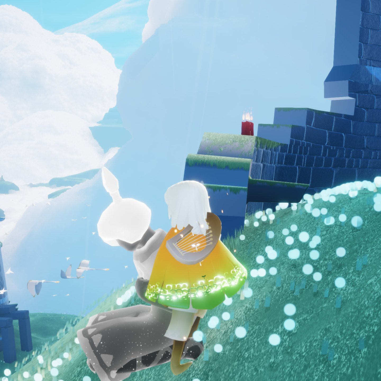 フェレトロ アースデーの緑ケープかわいい 双葉マーク 回復中のときのグラデーションとてもすき Sky星を紡ぐ子どもたち