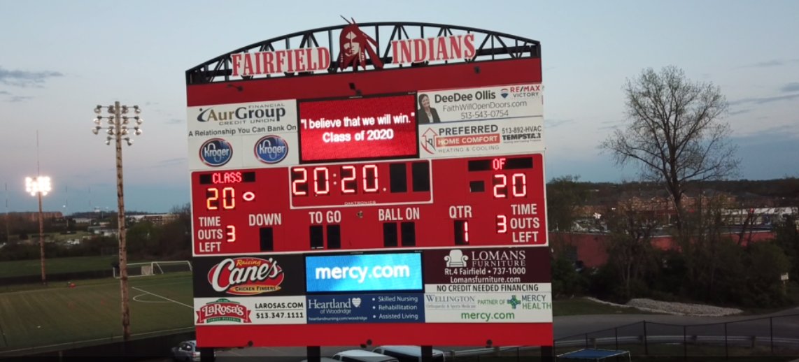 fcsdathletics's tweet photo. A beautiful evening to honor our Seniors.  Class of 2020, thank you for the memories and as the @TheTribeFHS's favorite cheer goes, "I believe that we will win!".  #BeTheLightOhio #FairfieldPride @Jerry_Snodgrass https://t.co/TKCL0bKSth