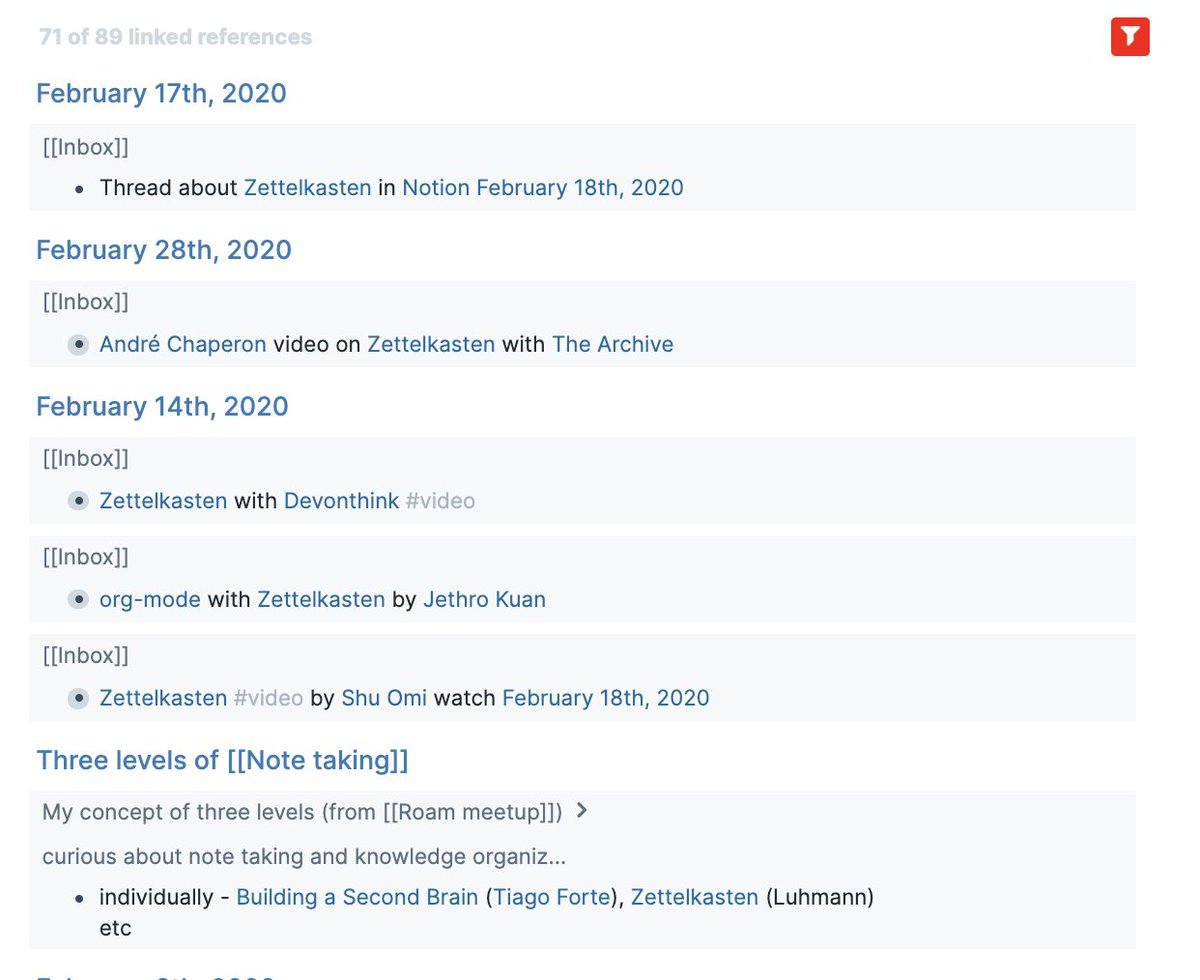 Would love your thoughts on this process, and how you would do it differently - I'm still experimenting. I also put all of my Zettelkasten notes with linked references (using roam-export) here  https://roamresearch.com/#/app/stian-research/page/T6_xWjuVP  https://twitter.com/houshuang/status/1251943341660520449  @ctietze
