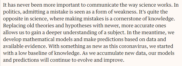 So important.  https://www.theguardian.com/commentisfree/2020/apr/21/doubt-essential-science-politicians-coronavirus