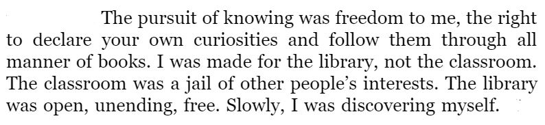 Re-reading "Between the World and Me" by Ta-Nehisi Coates, and its quote struck me, especially as it's #NationalLibraryWeek
