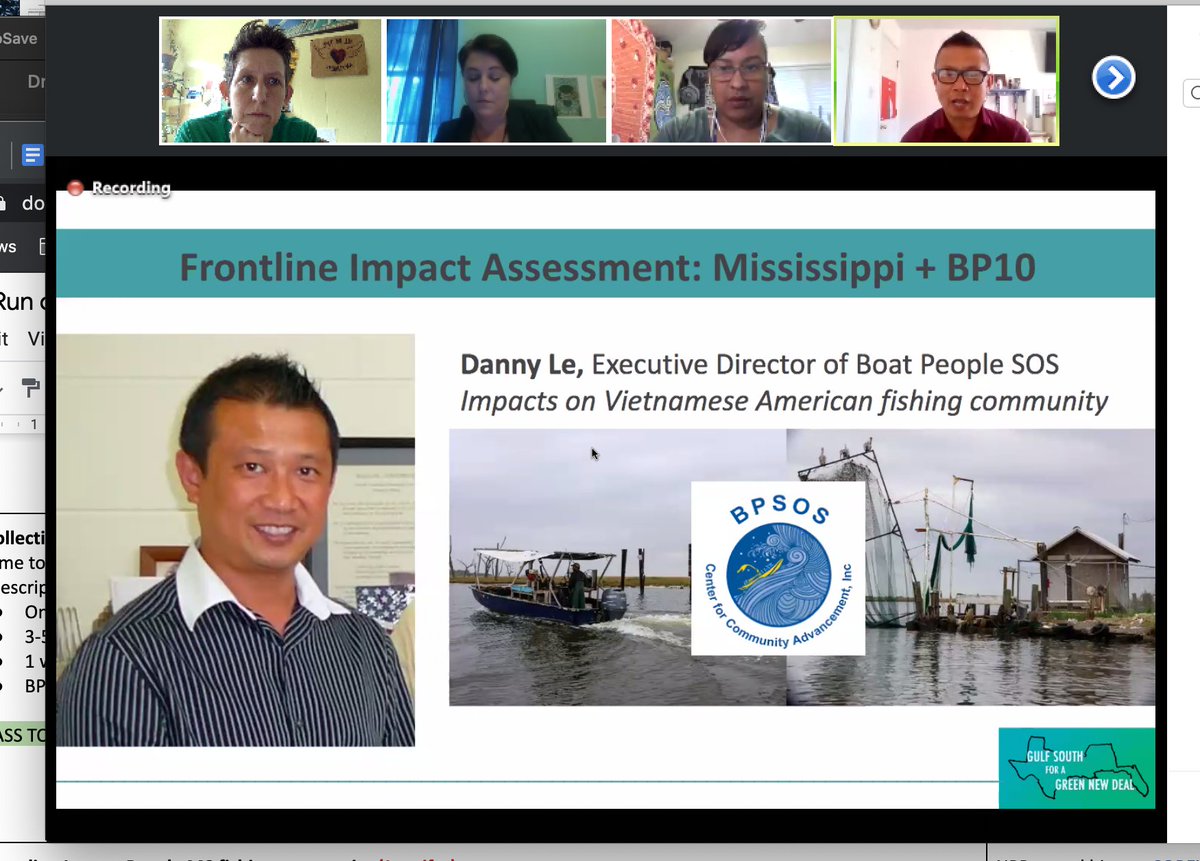 We heard from frontline community panelists about the lasting physical, psychological, and ecological impacts of BP: "We want ppl to know that our fisherfolk and communities are struggling to live all these years after the spill. We are still reeling.“ - Danny Le,  @BoatPeopleSOS