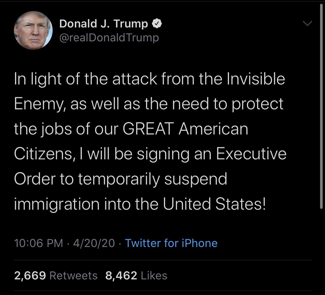 This was just tweeted from  @realDonaldTrump’s account. We don’t know what this means in terms of actual policy or who this will effect yet. We don’t even know if it’s true.What we do know: This is cruel and driven by xenophobia and white supremacy.