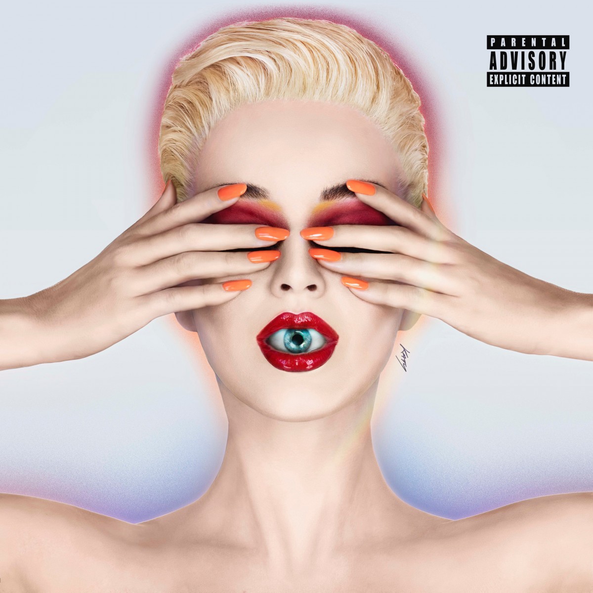 let's start with the cover bcoz it's honestly one of the most powerful covers of all time, not just because of its imagery but its message as well. it's a very simple message beautifully embedded. there is an eye in Katy's mouth which signifies she is going to speak whatever+