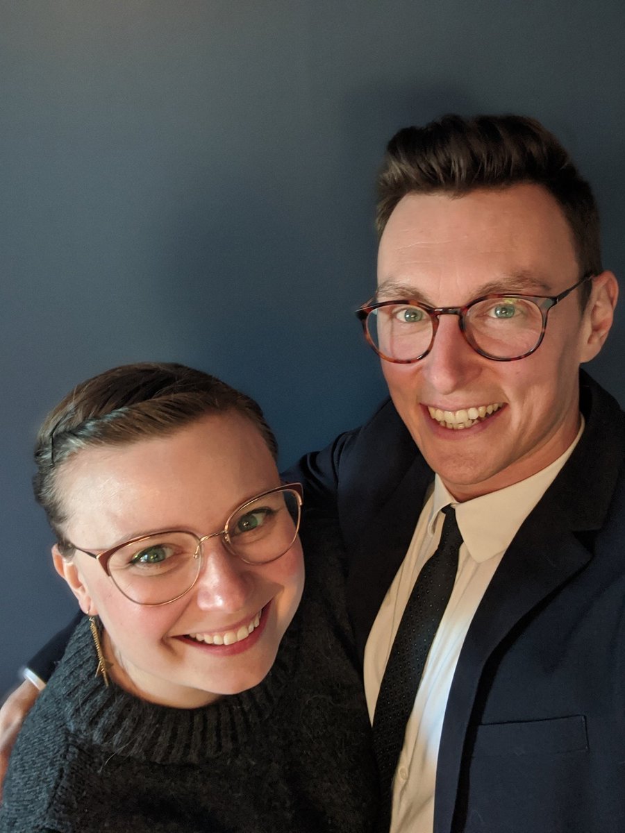 elginskye's tweet photo. My husband @VinceInBC and I do everything together! Including defending our graduate degrees. 
While I was defending my MSc, he was in the next room defending his PhD. He passed! We passed! 😍 #AcademicTwitter  #PhDone #StayAtHome #VirtualDefence https://t.co/EfrSaCNVZt