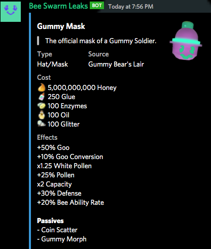 Gummy Mask Bee Swarm Simulator Wiki