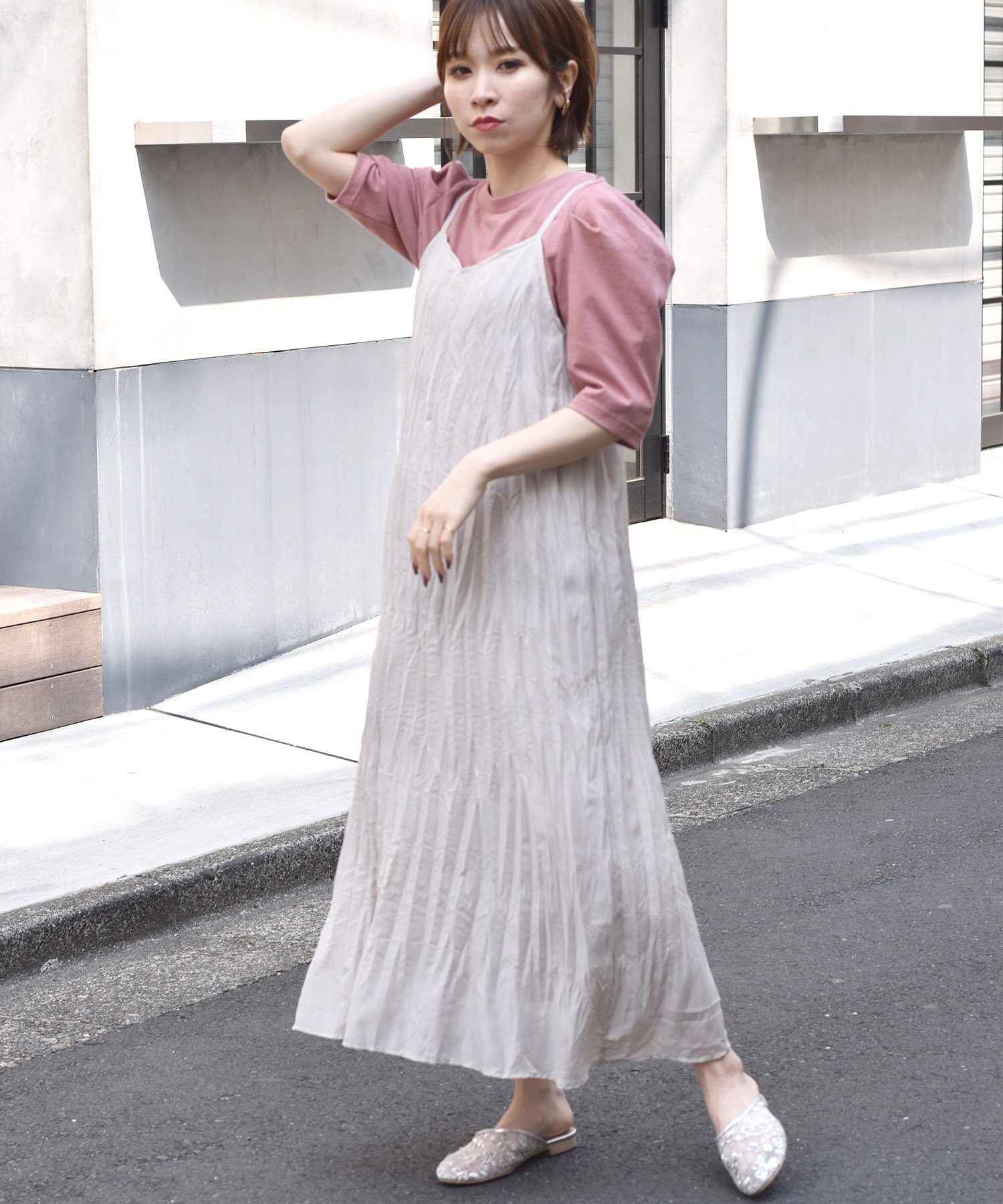 W Closet New Color ポリブロードワッシャーキャミワンピース 3238 Color Sグレー サックス キミドリ モカ Price 4 900 Tax 店頭 オンラインショップに入荷 Wcloset Alleybywcloset ダブルクローゼット アリーバイダブルクローゼット