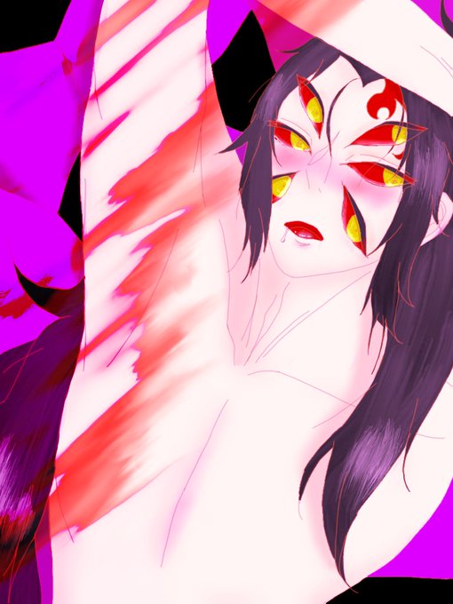 赤守サザさんがTwitterに投稿した黒死牟(鬼滅の刃)のイラスト。