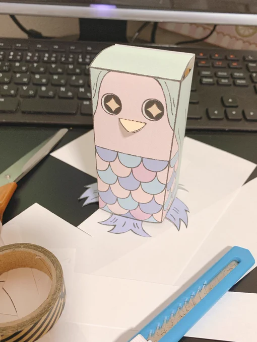 四角いアマビエちゃんつくったのでよかったら玄関などにお飾りなさい? 