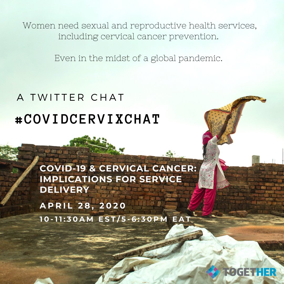 Toget_HERHealth's tweet photo. One week off! Our #covidcervixchat brings experts together to discuss preserving #SRHR and #cervicalcancer services during the #COVID19 pandemic @Jhpiego @UCSF @MDAndersonNews @PATHtweets Add your voice to the conversation on Tues, 28 April,10 am EDT! https://t.co/NOJPBeAE5K