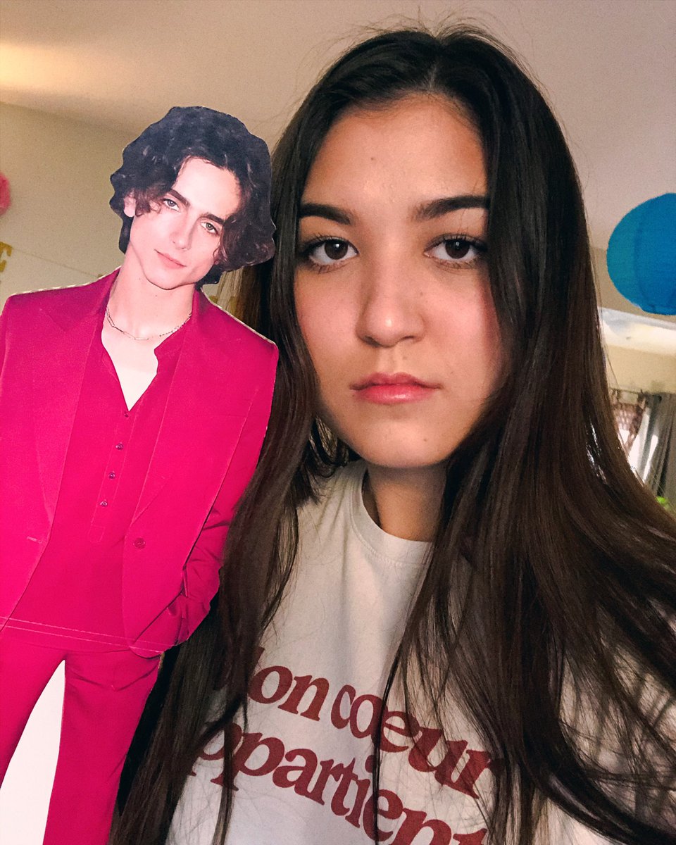 today i am officially 18!! my mom gifted me this lil timmy tim <a href="/RealChalamet/">Timothée Chalamet</a> cutout 🥺 i hope you all are staying safe &amp; healthy!!