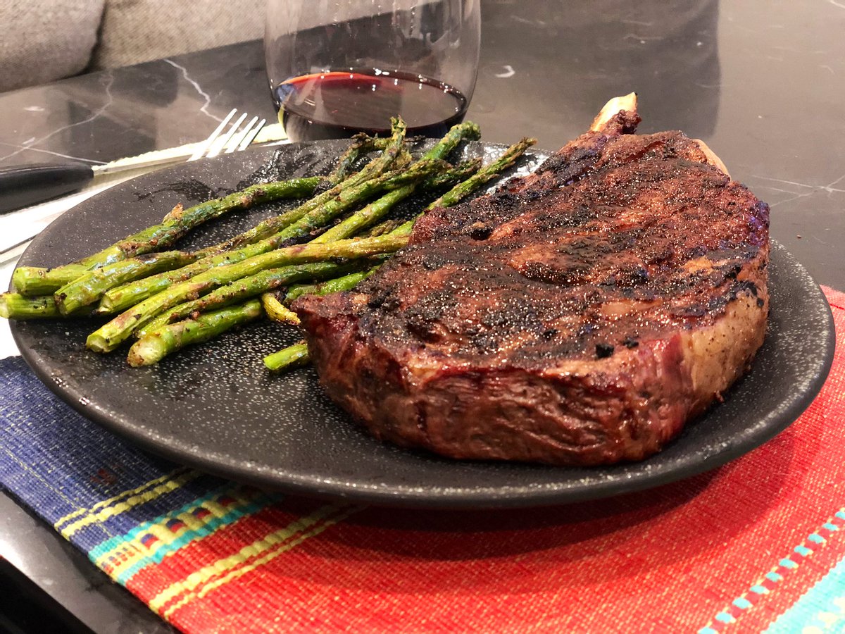 I see your grilled meats and I raise you a smoked bone in rib eye!  https://twitter.com/gadsaad/status/1252359747048665094