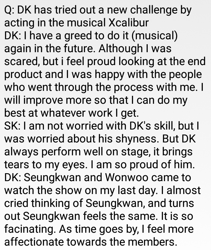 Q: DK has tried out a new challenge by acting in the musical Xcalibur. @pledis_17  #SEVENTEEN